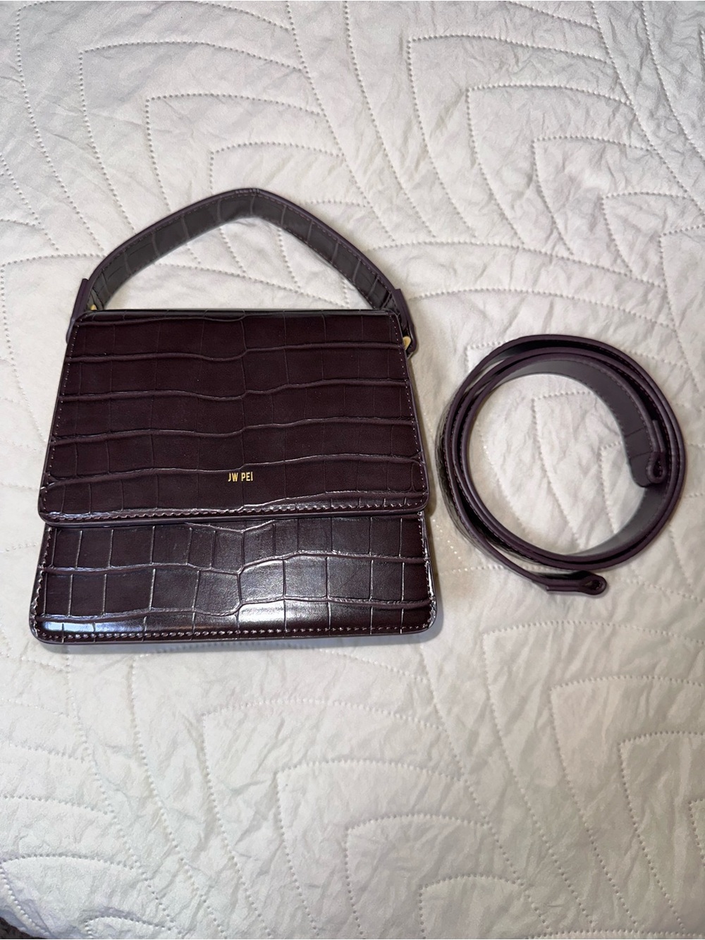 JW PEI Mini Flap Crossbody - Brown Croc